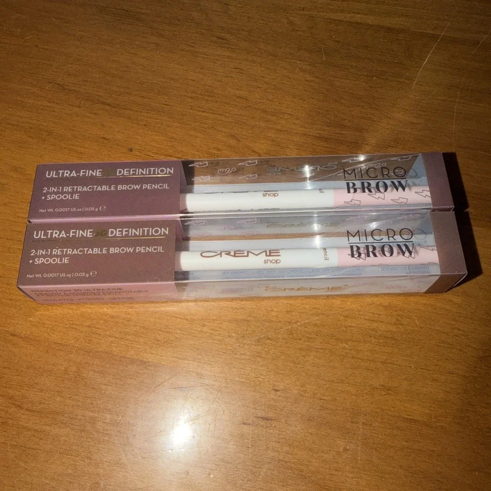 NEW The Creme Shop Micro Brow 2 In 1 Retractable Brow Pencil Spoolie Auburn X 2